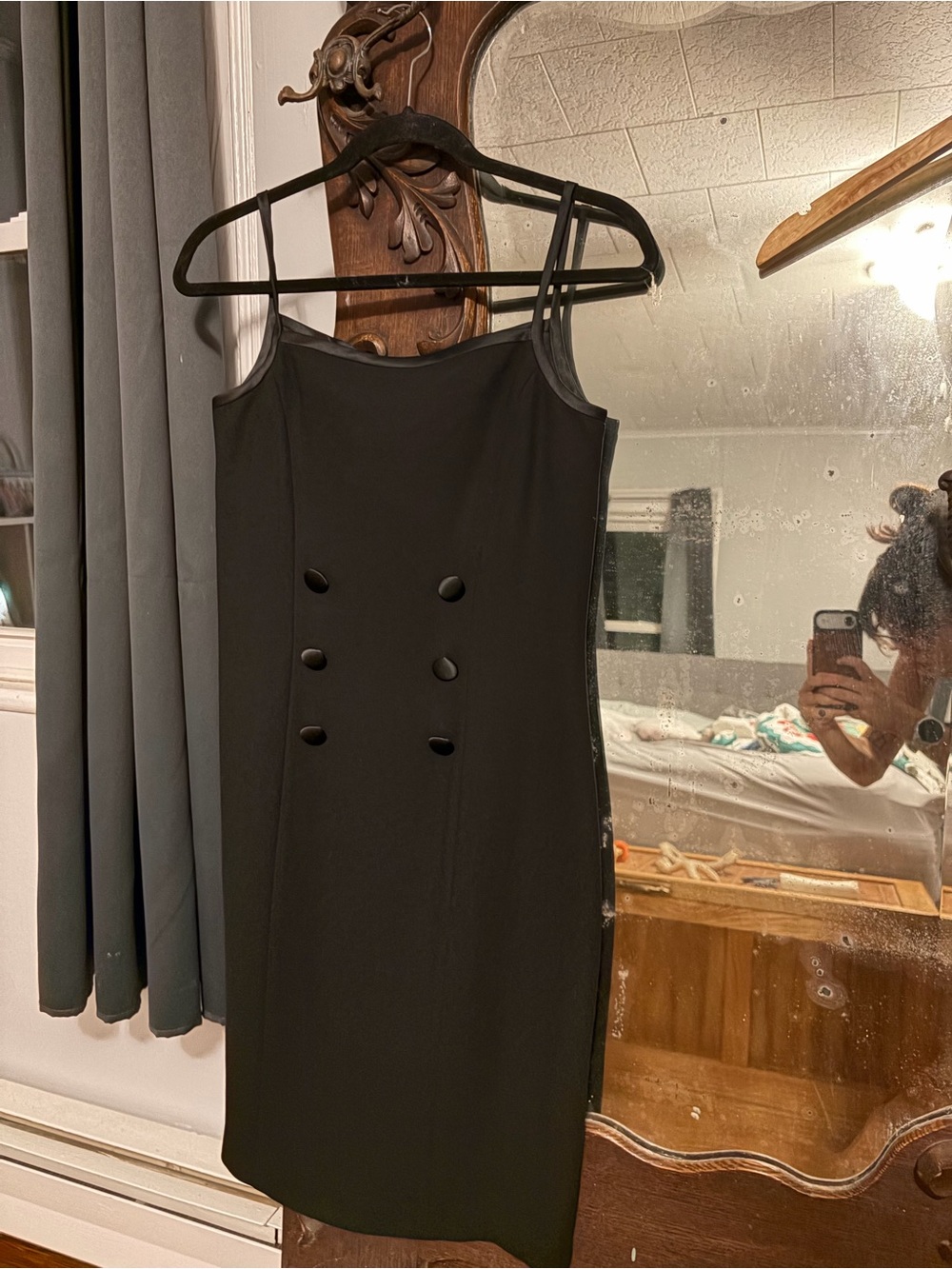 Andrea Jovine Black Double-Breasted Mini Dress